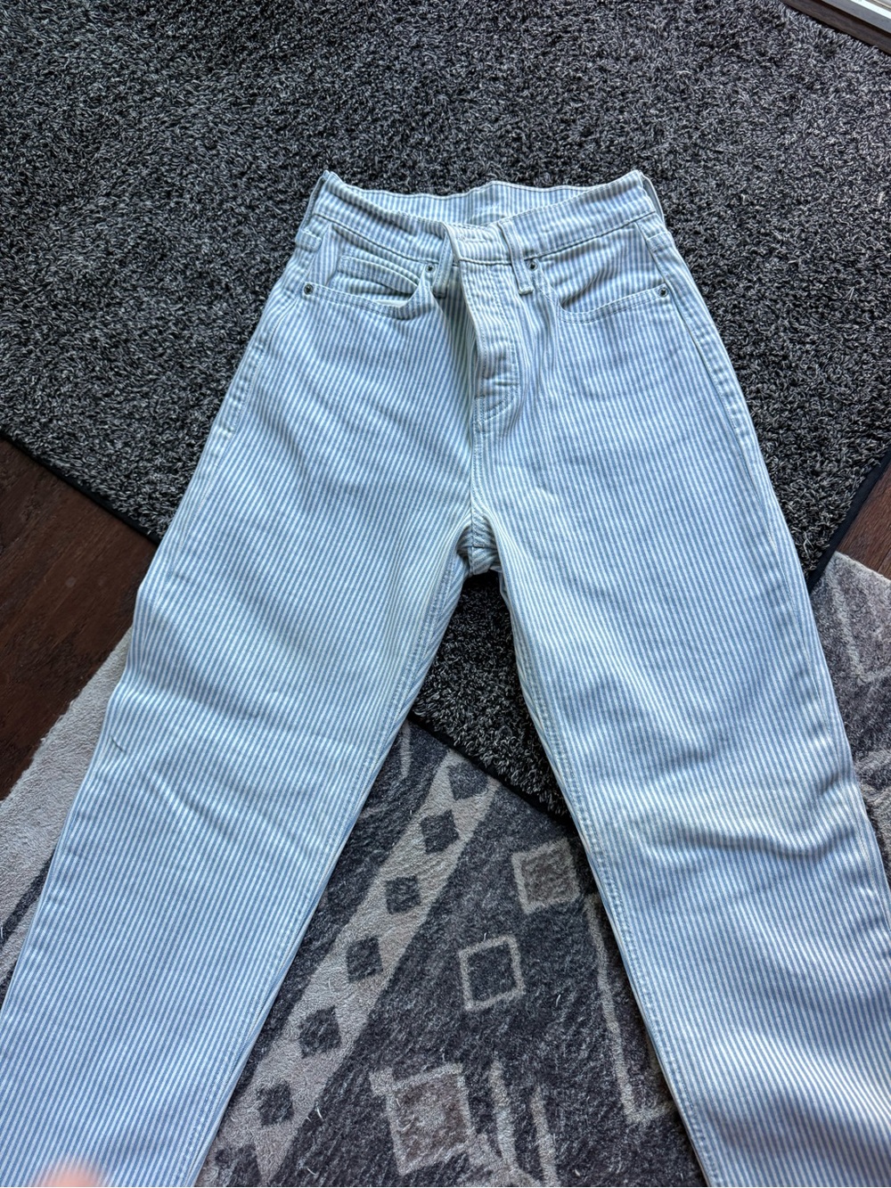 Old Navy High-Rise Light Blue & White Pinstripe Jeans